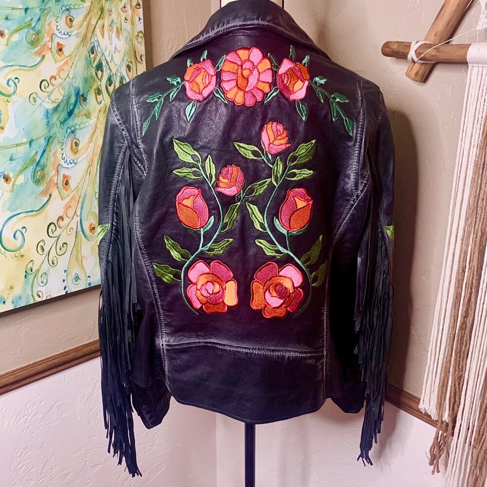 Free People X Mauritius Crissy 100% Leather Fringe Jacket NWT XL SOLD OUT STYLE! - Picture 5 of 16